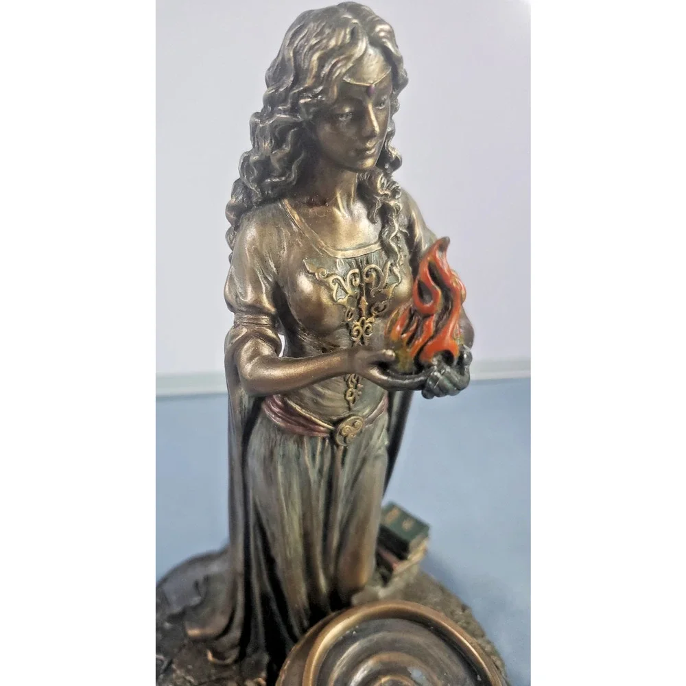 Brigid Goddess Statue: Cold Cast Bronze Finish, Hearth and Home Decor